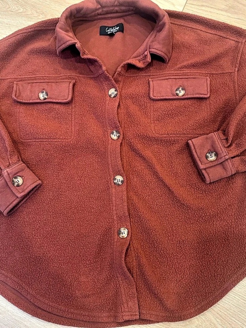 Coffeeshop New York Fleece Utility Jacket in Brown Size Medium